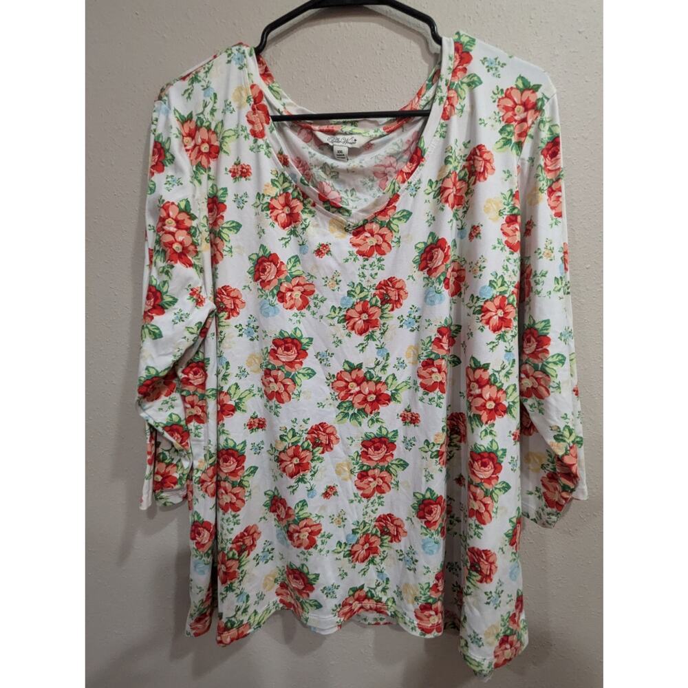 Long sleeve crew neck floral print top by Pioneer Woman size XXL